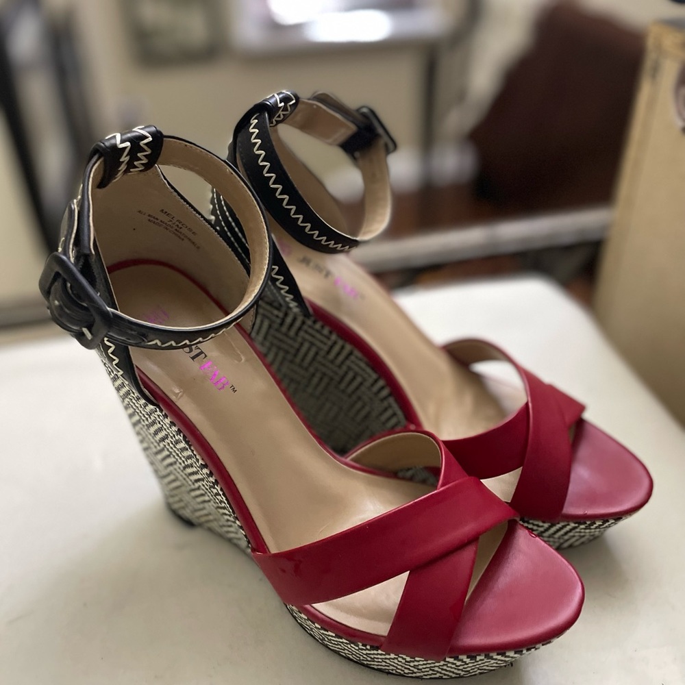 Just Fab Unique Wedge Ankle Sandal S 7.5 M - Picture 1 of 7